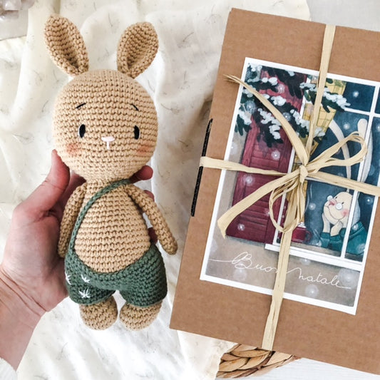 Box Coniglio con salopette Xmas Green