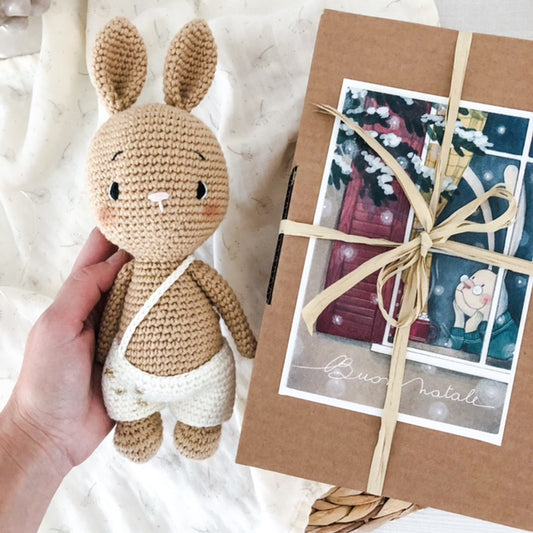 Box Coniglio con salopette Xmas White