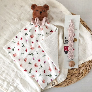 Set Doudou Toby fiori&farfalle + portaciuccio