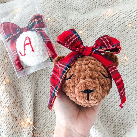 Christmas Ball Bear Tartan Rosso