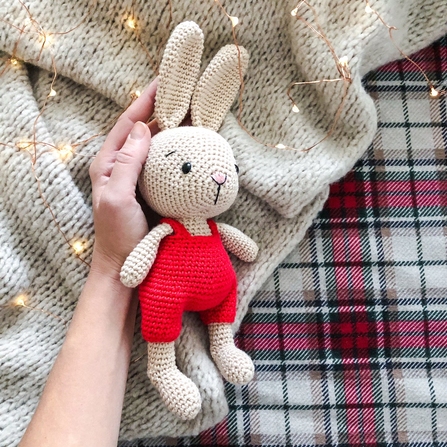 Coniglietto con salopette Xmas Red Organic Cotton