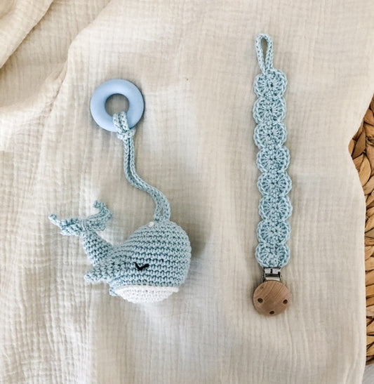 Sonaglio Balena + portaciuccio "light blu"