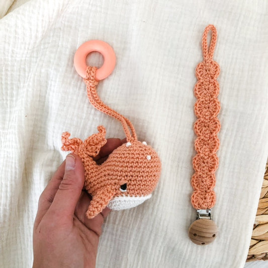 Sonaglio Balena + portaciuccio "Peach"