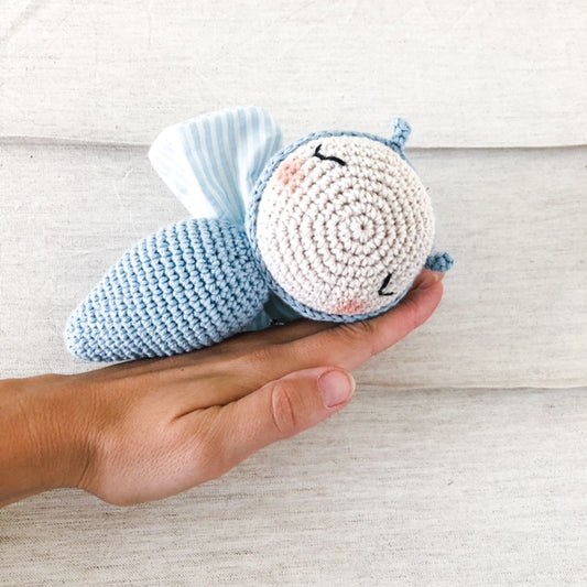 Sonaglio farfalla in cotone organico Blu